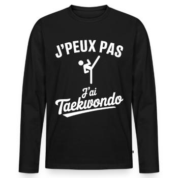 Ich kann nicht, ich habe Taekwondo, Humor, Kampfkünste. - Männer Premium Bio Langarmshirt - Schwarz - Vorne - Nico (187cm)