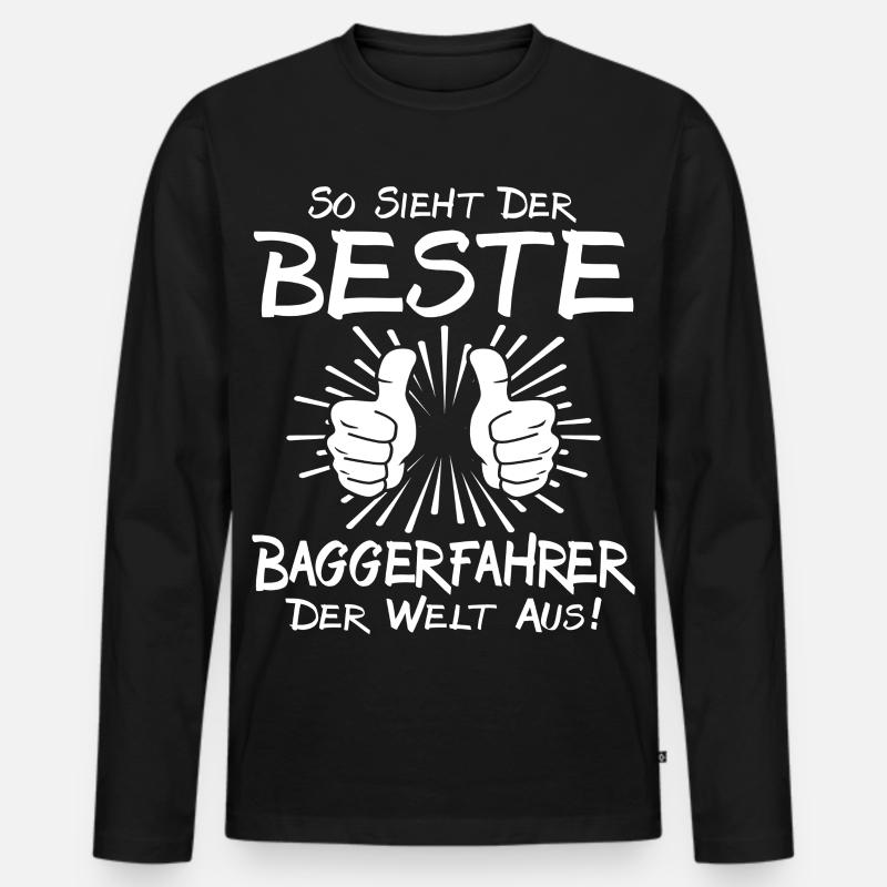 Bester Baggerfahrer - Männer Premium Bio Langarmshirt - Schwarz