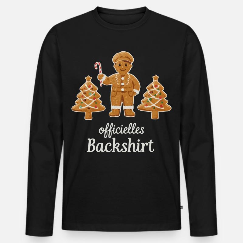 Plätzchen Backen Weihnachtszeit Kekse Lebkuchen - Männer Premium Bio Langarmshirt - Schwarz