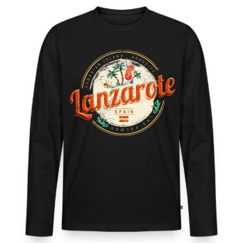 Lanzarote Canary Islands Spain Vintage Souvenir - Men's Premium Organic Long Sleeve Shirt - black - Front - Nico (187cm)