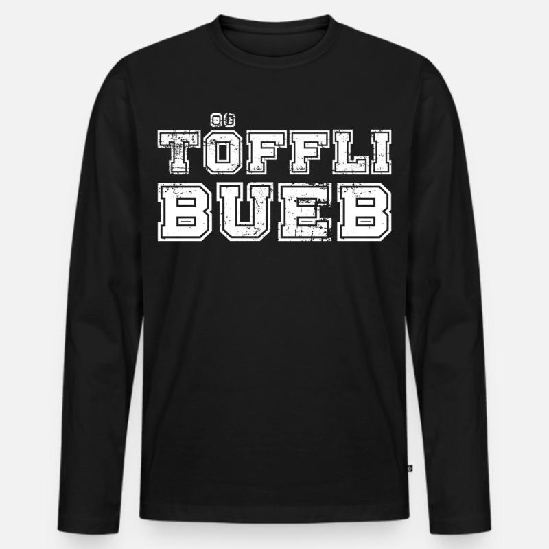 Töfflibueb College Style Distressed - Männer Premium Bio Langarmshirt - Schwarz
