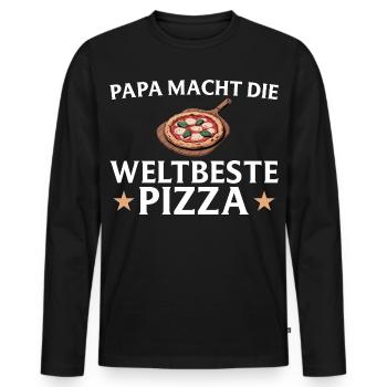 Pizza Baker - Dad makes the world's best pizza - Men's Premium Organic Long Sleeve Shirt - black - Front - Nico (187cm)