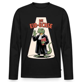 The Eid Lizard in Judge Look Cartoon - Men's Premium Organic Long Sleeve Shirt - black - Front - Nico (187cm)