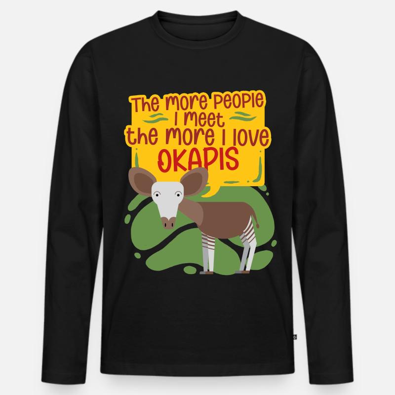 Okapi Tier - Männer Premium Bio Langarmshirt - Schwarz