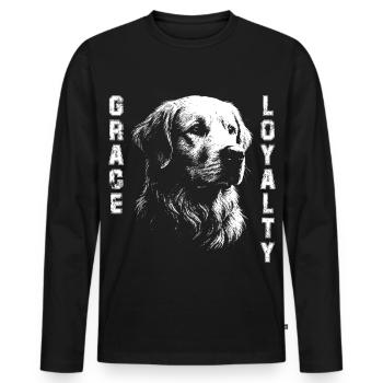 Golden Retriever design stylé - T-shirt manches longues Premium bio Homme - noir - Devant - Nico (187cm)