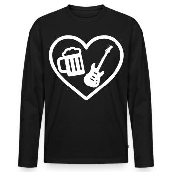 Heart Rock Beer - Men's Premium Organic Long Sleeve Shirt - black - Front - Nico (187cm)