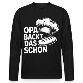 Opa Backt Das Schon – Brot Motiv - Männer Premium Bio Langarmshirt - Schwarz - Vorne - Nico (187cm)