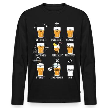 Beer Gift Half Full Quote Sarcasm Nerd Humor - Men's Premium Organic Long Sleeve Shirt - black - Front - Nico (187cm)