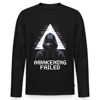 Awakening Failed Glitch im Hacker-Stil - Männer Premium Bio Langarmshirt - Schwarz - Vorne - Nico (187cm)