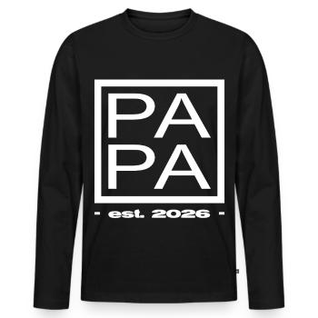 Papa est 2026 Fête des Pères - T-shirt manches longues Premium bio Homme - noir - Devant - Nico (187cm)