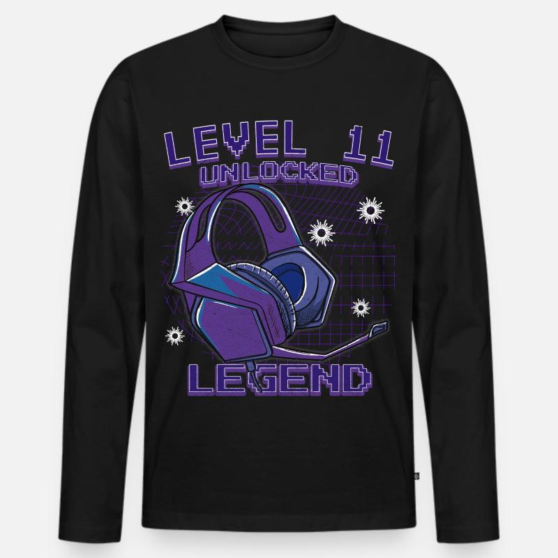 Level 11 Unlocked Legend - Männer Premium Bio Langarmshirt - Schwarz