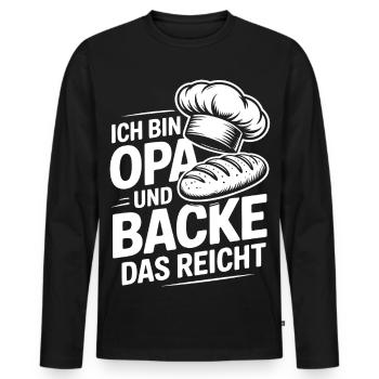 Opa Backt - Männer Premium Bio Langarmshirt - Schwarz - Vorne - Nico (187cm)