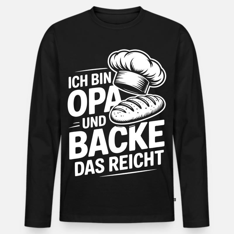 Opa Backt - Männer Premium Bio Langarmshirt - Schwarz