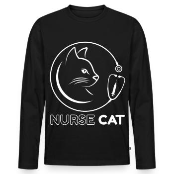 Chat Infirmier Logo - T-shirt manches longues Premium bio Homme - noir - Devant - Nico (187cm)