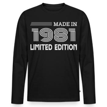 Originaler Vintage 1981 1981 Retro-Jubiläum 1981 - Männer Premium Bio Langarmshirt - Schwarz - Vorne - Nico (187cm)