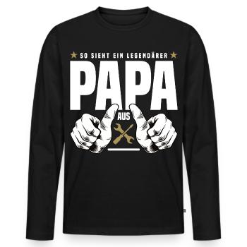 Legendärer Papa - Männer Premium Bio Langarmshirt - Schwarz - Vorne - Nico (187cm)