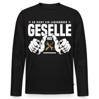 Compagnon - T-shirt manches longues Premium bio Homme - noir - Devant - Nico (187cm)