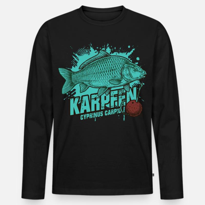 Karpfen – Der König des Sees - Männer Premium Bio Langarmshirt - Schwarz