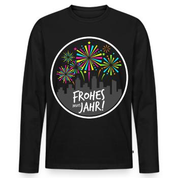 Frohes Neues Jahr 2026 Lustiges Silvester Geschenk - Männer Premium Bio Langarmshirt - Schwarz - Vorne - Nico (187cm)