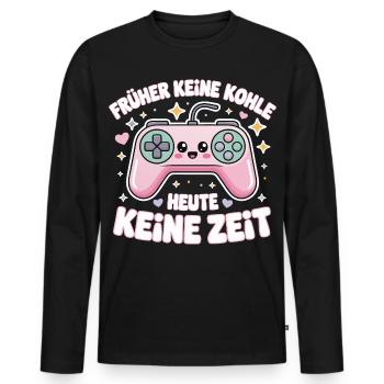 Motif de slogan rétro GamePad Design - T-shirt manches longues Premium bio Homme - noir - Devant - Nico (187cm)