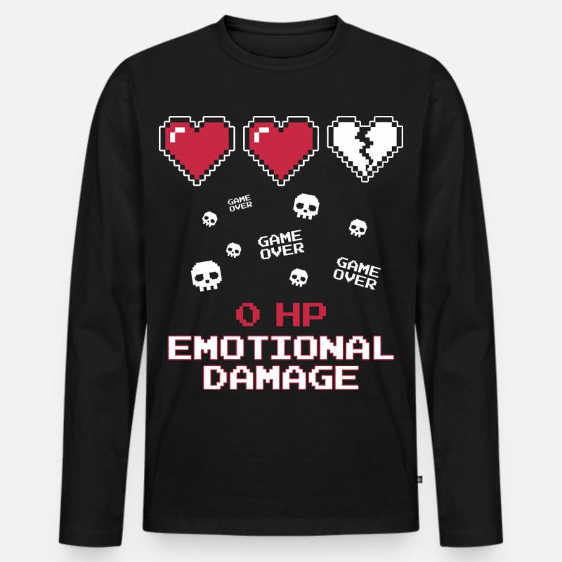 Emotional Damage Pixel - Männer Premium Bio Langarmshirt - Schwarz