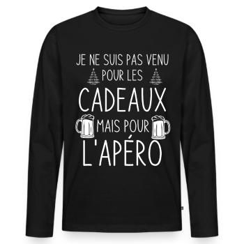 Aperitif above all: No gifts - Men's Premium Organic Long Sleeve Shirt - black - Front - Nico (187cm)