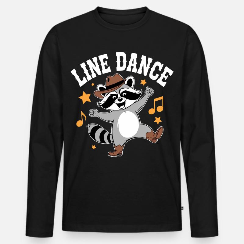 Line Dance Waschbär Groove - Männer Premium Bio Langarmshirt - Schwarz