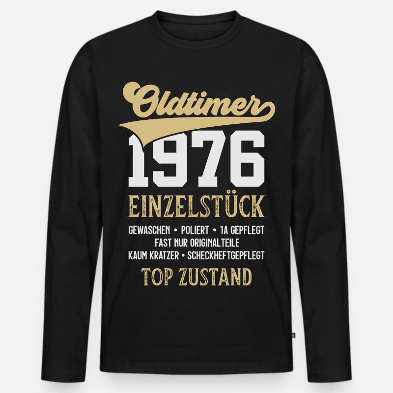 OLDTIMER 1976 EINZELSTÜCK 50. GEBURTSTAG - Männer Premium Bio Langarmshirt - Schwarz