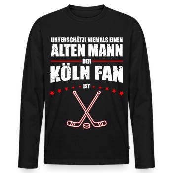 Alter Mann - Köln Eishockey Fan | Retro Vintage - Men's Premium Organic Long Sleeve Shirt - black - Front - Nico (187cm)