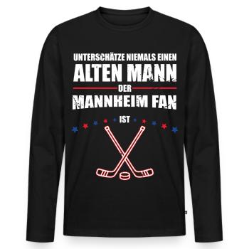 Alter Mann - Mannheim Eishockey Fan | Retro - Men's Premium Organic Long Sleeve Shirt - black - Front - Nico (187cm)