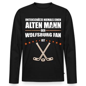 Alter Mann - Wolfsburg Eishockey Fan | Vintage - Men's Premium Organic Long Sleeve Shirt - black - Front - Nico (187cm)