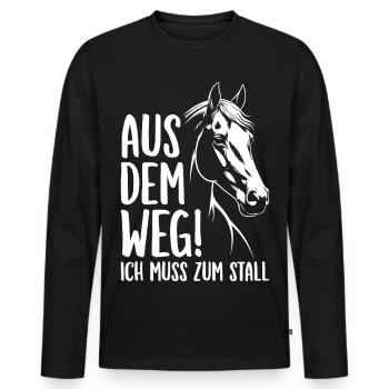Reiten Reiterin Aus dem Weg Ich muss zum Stall - Männer Premium Bio Langarmshirt - Schwarz - Vorne - Nico (187cm)