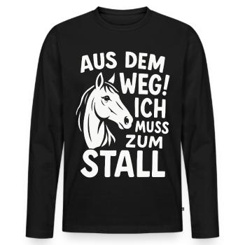 Aus dem Weg Ich muss zum Stall Reiten Reiterin - Männer Premium Bio Langarmshirt - Schwarz - Vorne - Nico (187cm)
