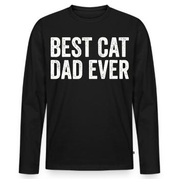 Daughter Cat Lovers Funny Father Dad - Men's Premium Organic Long Sleeve Shirt - black - Front - Nico (187cm)