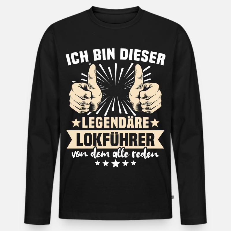 Lokführer Sprüche - Männer Premium Bio Langarmshirt - Schwarz