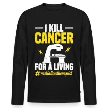 Technicien en radiologie incontournable Radiothérapeute - T-shirt manches longues Premium bio Homme - noir - Devant - Nico (187cm)