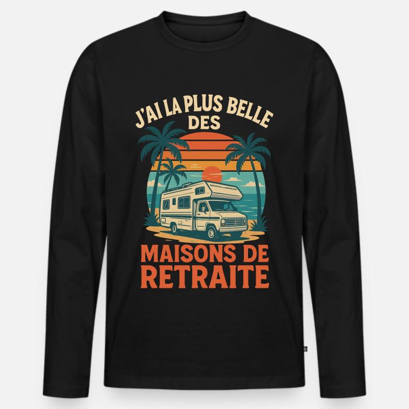 Altersheim, ein Senior-Camper-Van - Männer Premium Bio Langarmshirt - Schwarz