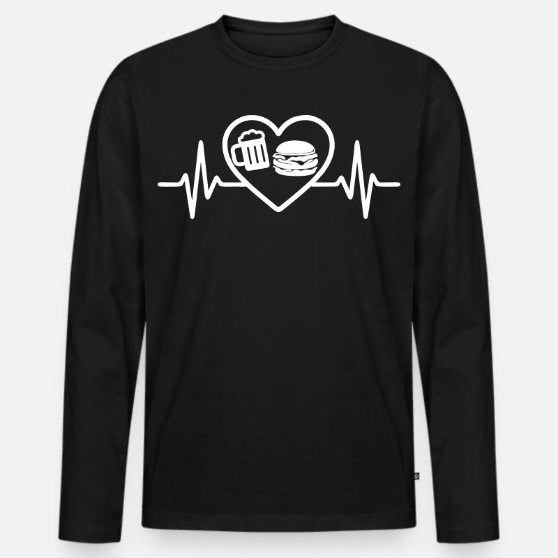 Heart Burger Bier - Männer Premium Bio Langarmshirt - Schwarz