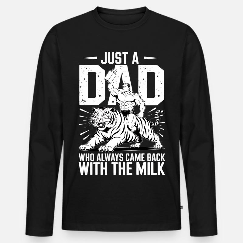 Milch Papa Tigerheld - Männer Premium Bio Langarmshirt - Schwarz
