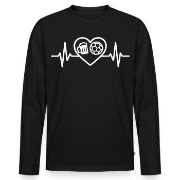 Heart Handball Beer - Men's Premium Organic Long Sleeve Shirt - black - Front - Nico (187cm)