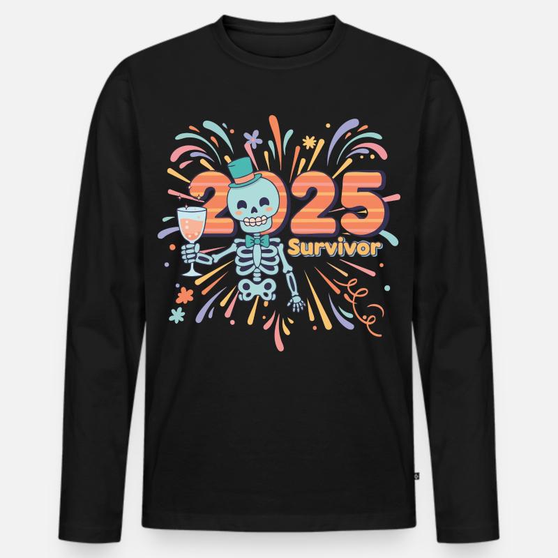 2025 Survivor Skeleton Party Feier - Männer Premium Bio Langarmshirt - Schwarz