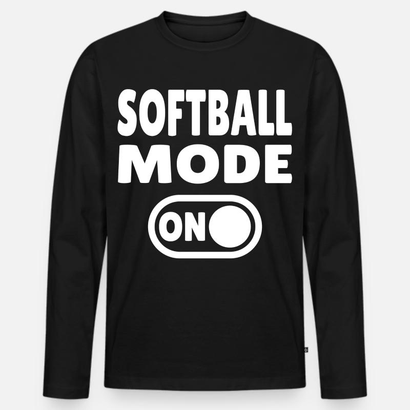 Softball Mode ON - Männer Premium Bio Langarmshirt - Schwarz