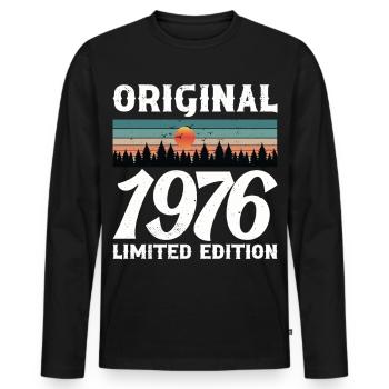 Originales Retro-Vintage-Geburtstagsgeschenk von 1976 - Männer Premium Bio Langarmshirt - Schwarz - Vorne - Nico (187cm)