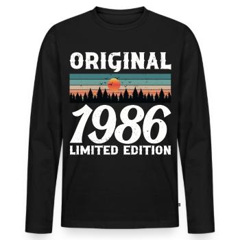 Cadeau d'anniversaire 1986 Original Rétro Vintage - T-shirt manches longues Premium bio Homme - noir - Devant - Nico (187cm)