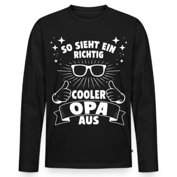 Voilà à quoi ressemble un grand-père cool - T-shirt manches longues Premium bio Homme - noir - Devant - Nico (187cm)