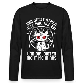 Prenez une grande inspiration – ne expirez pas, idiots - T-shirt manches longues Premium bio Homme - noir - Devant - Nico (187cm)