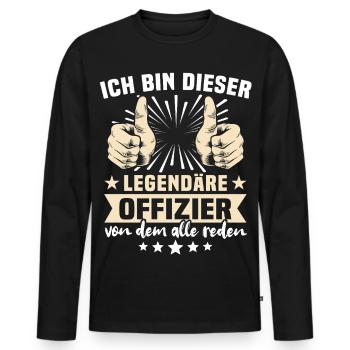 Offizier Sprüche - Männer Premium Bio Langarmshirt - Schwarz - Vorne - Nico (187cm)