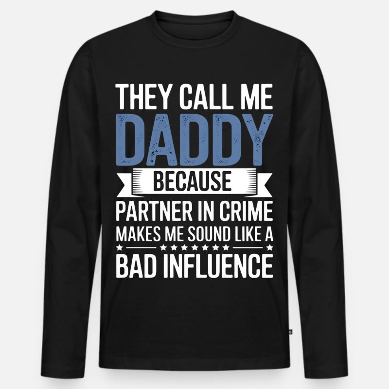 Daddy Partner in Crime Tee - Männer Premium Bio Langarmshirt - Schwarz