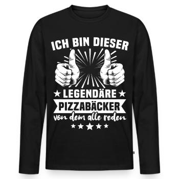 Pizza Maker Legend - Men's Premium Organic Long Sleeve Shirt - black - Front - Nico (187cm)