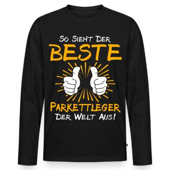 Parkettleger Geschenkidee - Männer Premium Bio Langarmshirt - Schwarz - Vorne - Nico (187cm)
